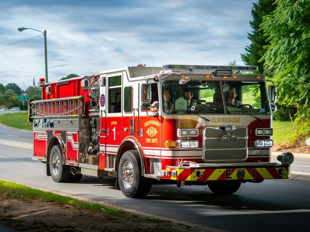 Fire truck on street (Unsplash, free license)