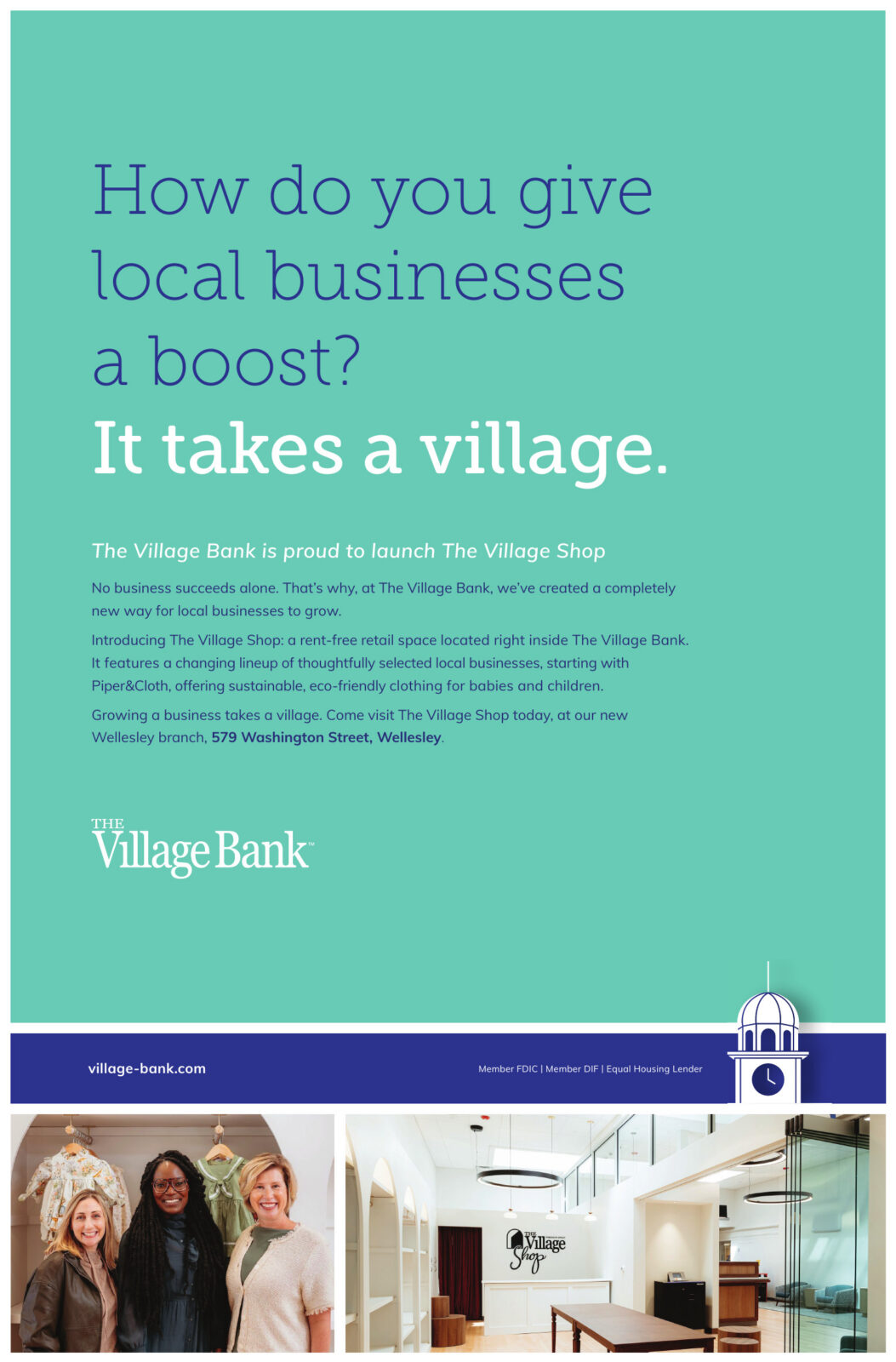 The Village Bank launches The Village Shop, a rent-free retail space for local businesses, at 579 Washington Street, Wellesley. village-bank.com